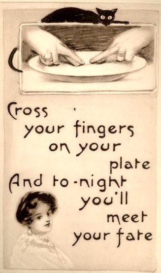 Fingers Crossed on Plate to Wish for Fate